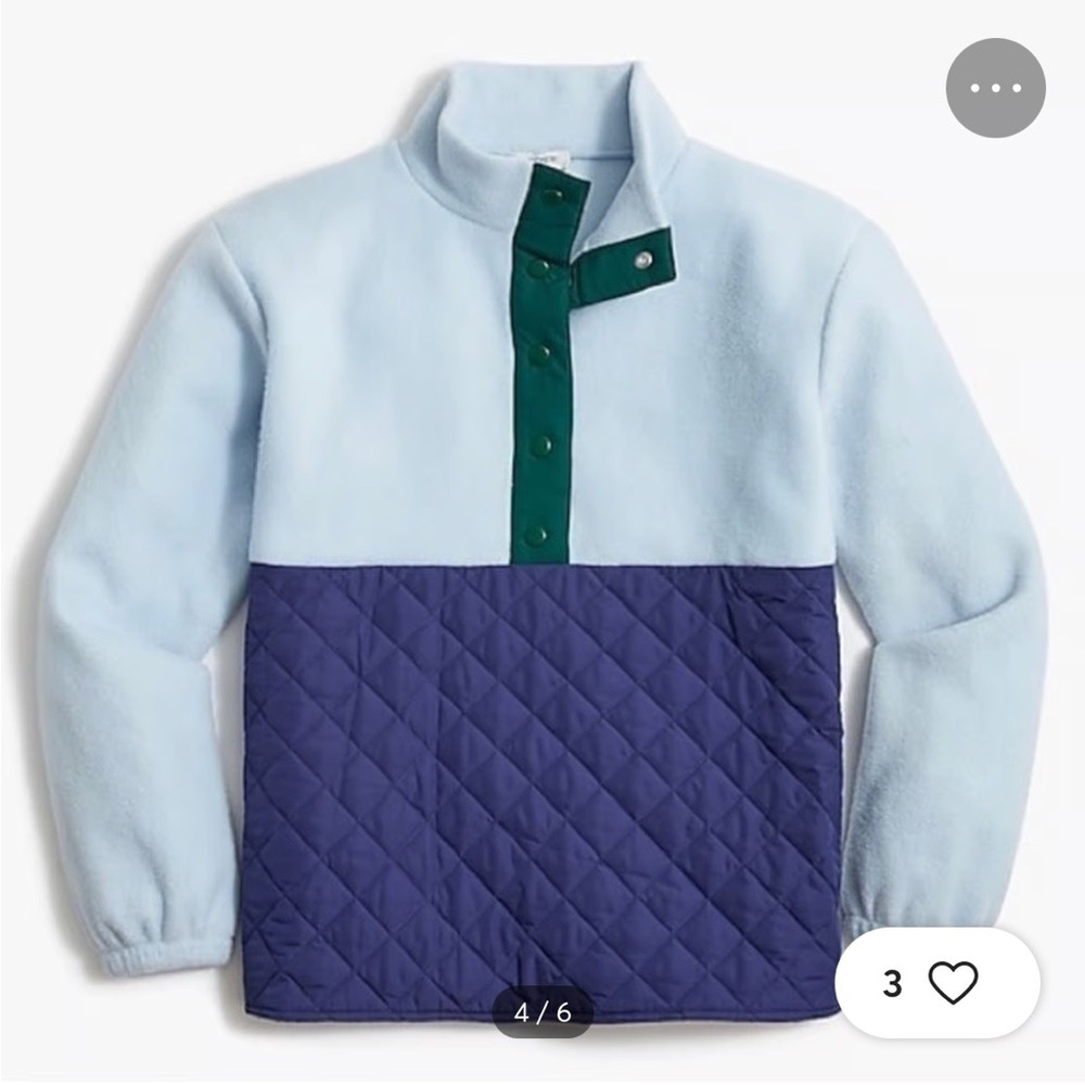 JCrew Blue Quilted Half Zip Sherpa